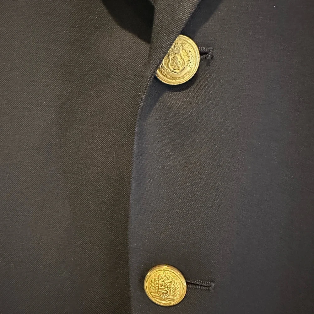 FIORI MENS‎ BLAZER NAVY BLUE GOLD BUTTONS VENTLESS CANADA 44L Long